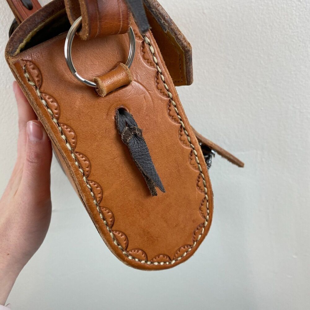 Vintage Genuine Leather Hand Tooled Brown Leather Western Boho Shoulder Purse - Picture 7 of 12